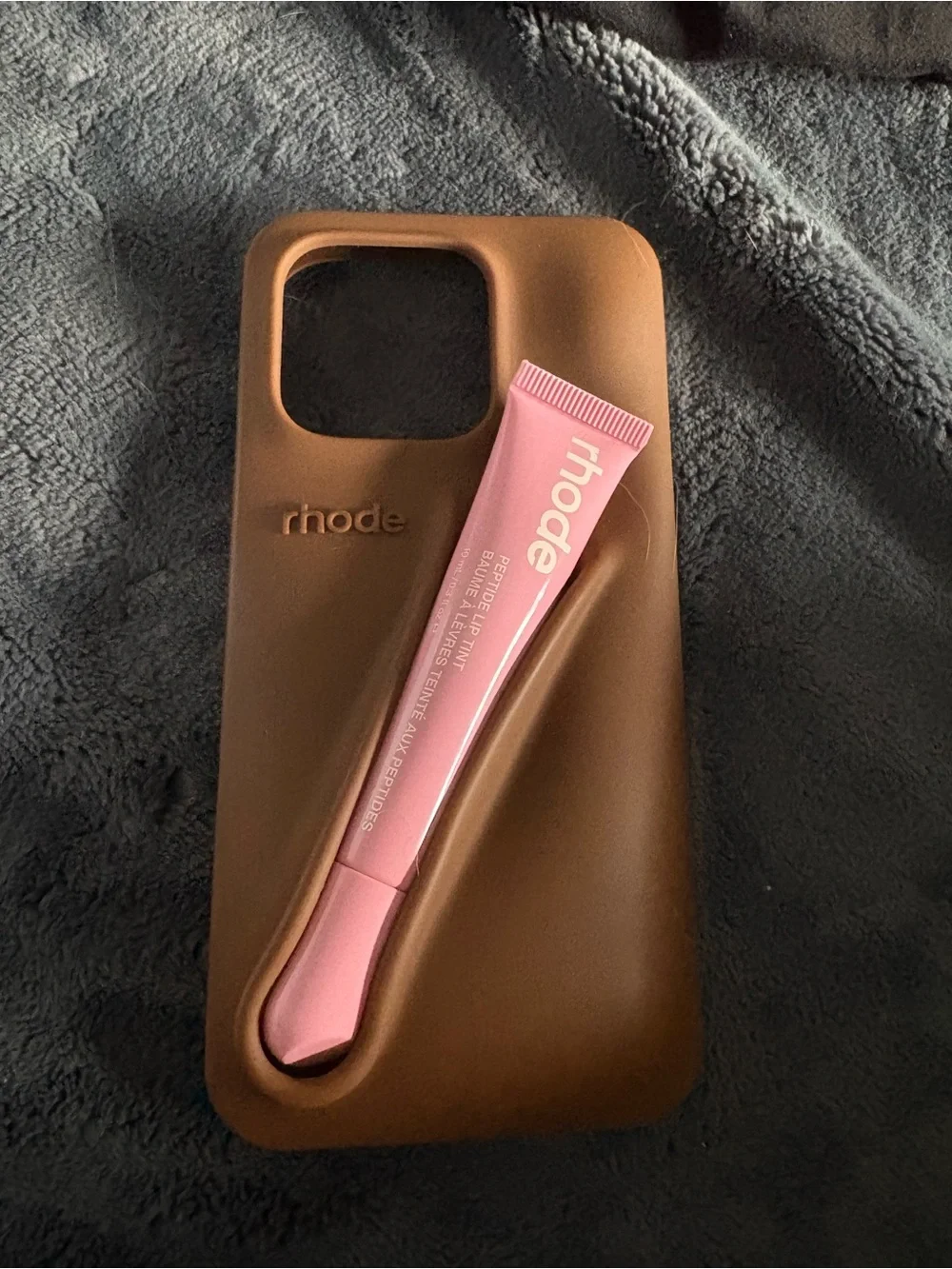 RHODE Bronze Silicone iPhone Case with Lip Gloss Holder for iPhone 16 Pro